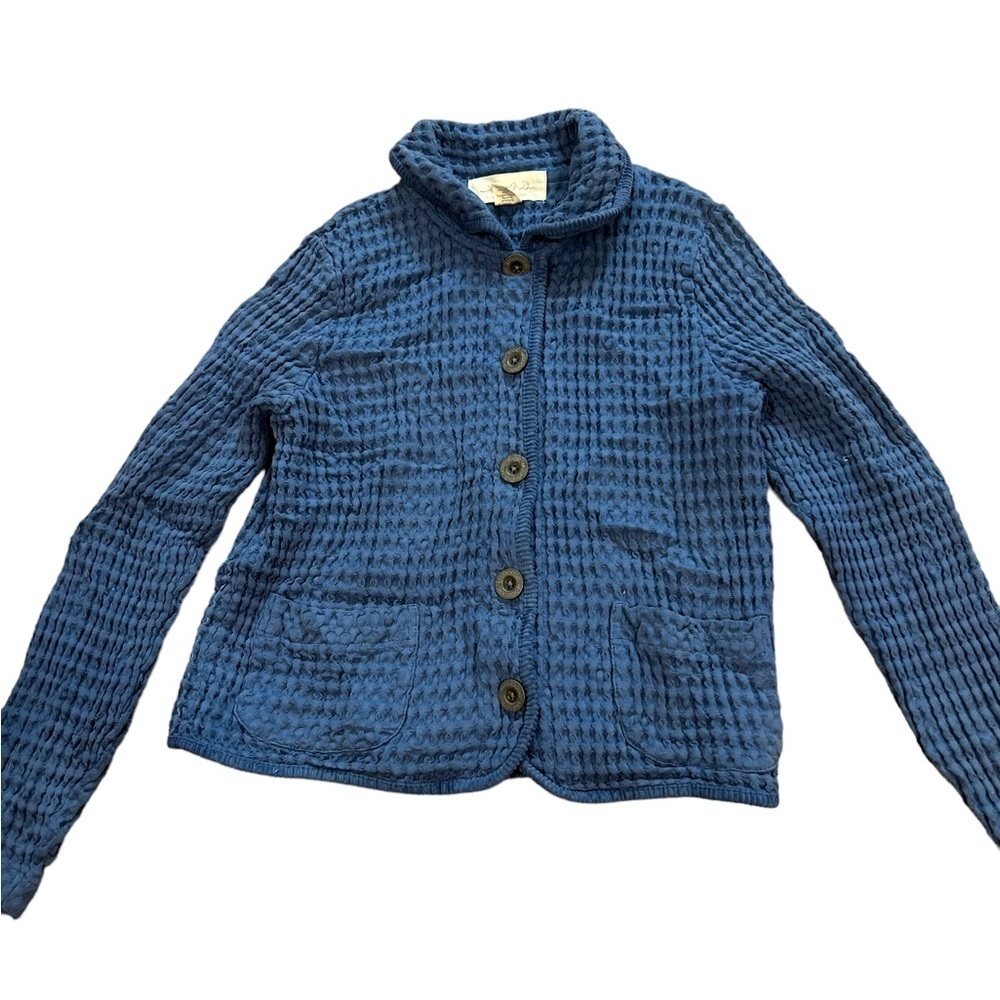 Mod-O-Doc blue waffle knit cotton blazer